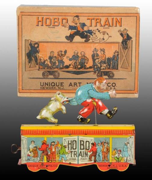 Appraisal: Tin Unique Art Hobo Train Wind-Up Toy in Rare O