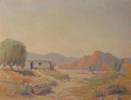 Appraisal: FREDERICK MORTIMER LAMB american - DESERT LANDSCAPE WITH ADOBE HOUSE