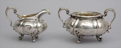 Appraisal: EARLY VICTORIAN SILVER TWO-HANDLED SUGAR BOWL AND CREAMER H I