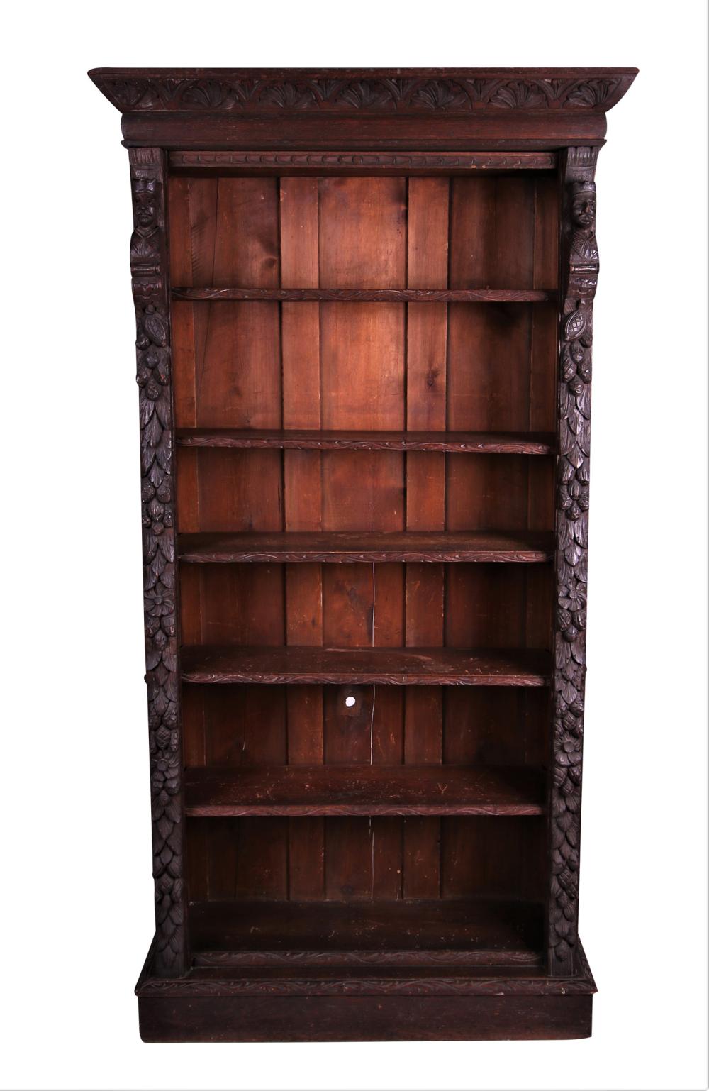 Appraisal: RENAISSANCE REVIVAL BOOKSHELFwith applied handles to sides five interior adjustable