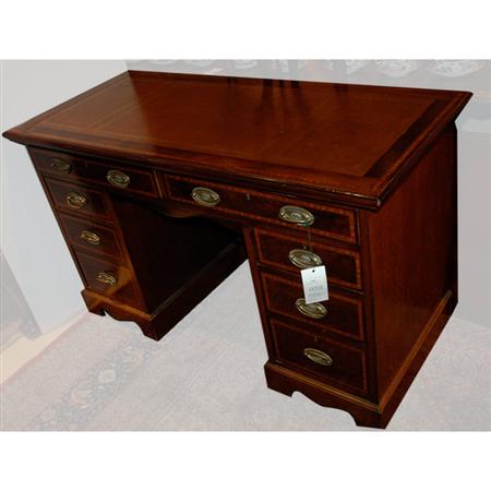 Appraisal: George III Style Inlaid Mahogany Pedestal Desk Estimate -