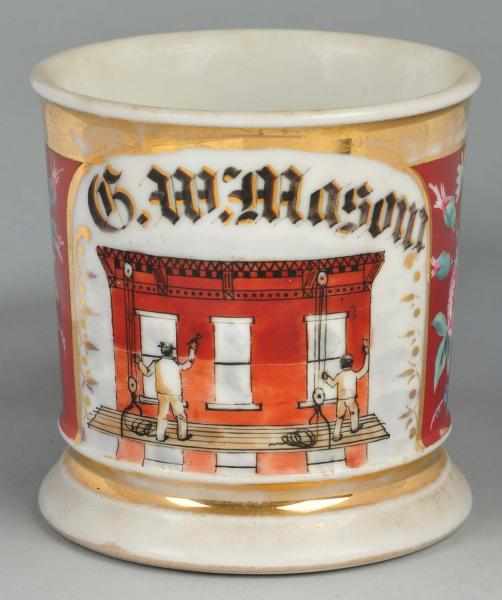 Appraisal: House Painters Scene Shaving Mug Description Gilt name G W