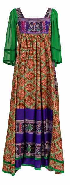 Appraisal: A Thea Porter Couture maxi dress purple and orange allover