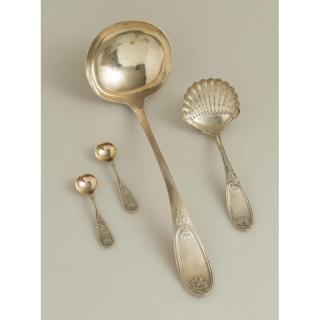 Appraisal: Silver Serving Pieces Waterlily Pattern Four silver serving pieces Waterlily