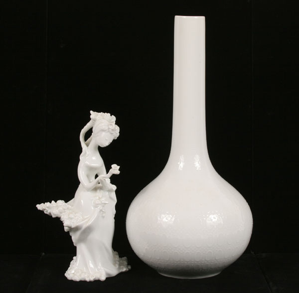 Appraisal: Rosenthal porcelain vase and studio line sculpture raised graduated geometrics