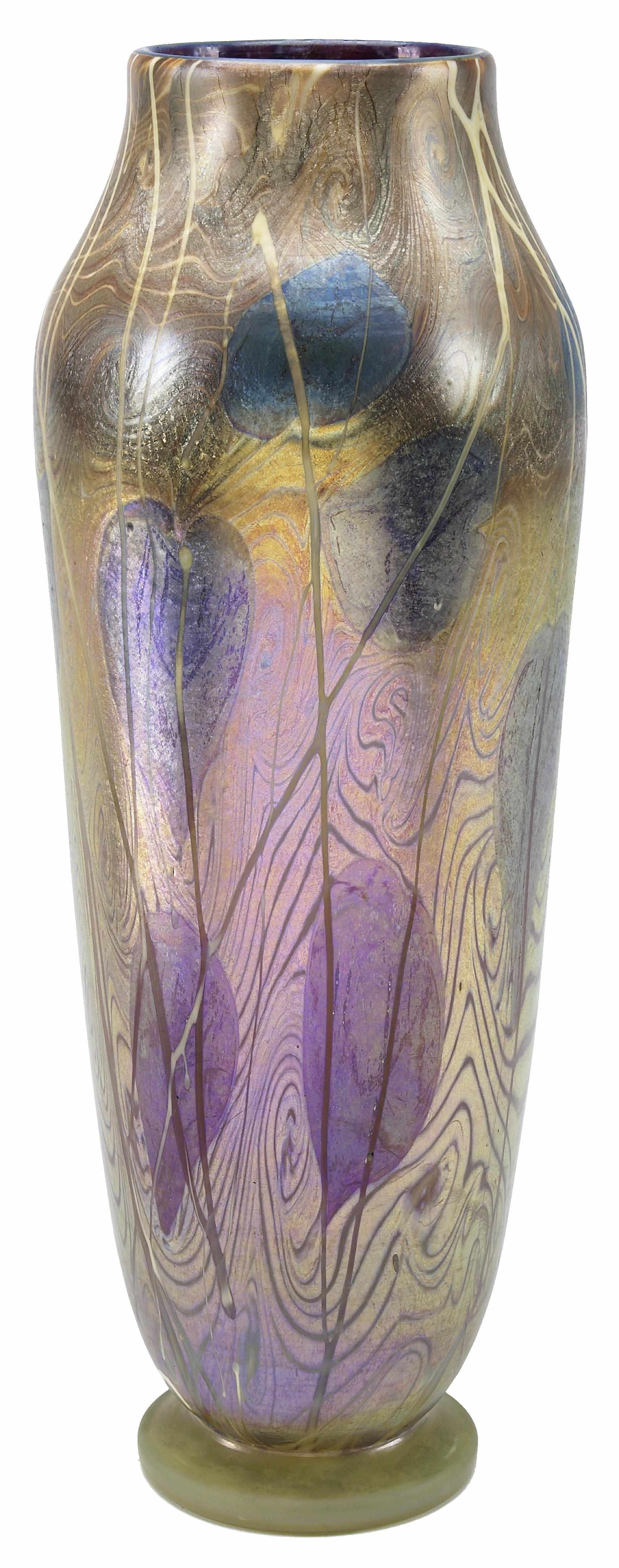 Appraisal: A Tiffany Studios decorated Favrile glass vase circa signed Louis