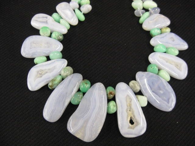 Appraisal: Emerald Agate Necklace stunning combination long