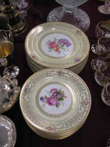 Appraisal: Fine Bavarian Porcelain Plates dinner salad fine floral bouquets gold