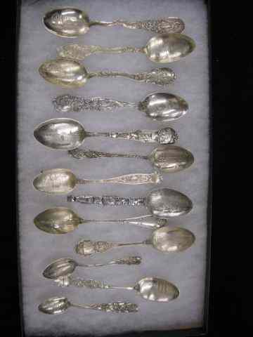 Appraisal: Sterling Silver Souviener Spoons inlcudes Alaska Totem pole Indian Fort