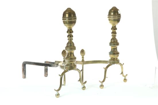 Appraisal: PAIR OF BRASS ANDIRONS American late th-early th century Ball