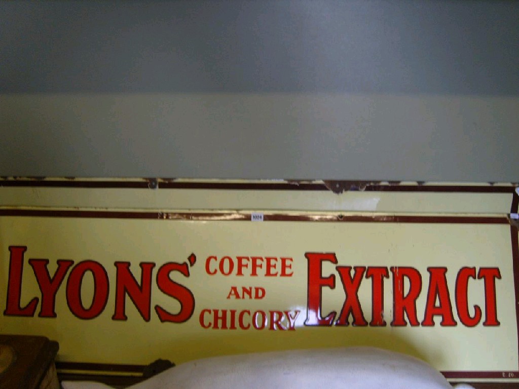 Appraisal: An enamel sign of rectangular form advertising Lyons' Coffee Chicory