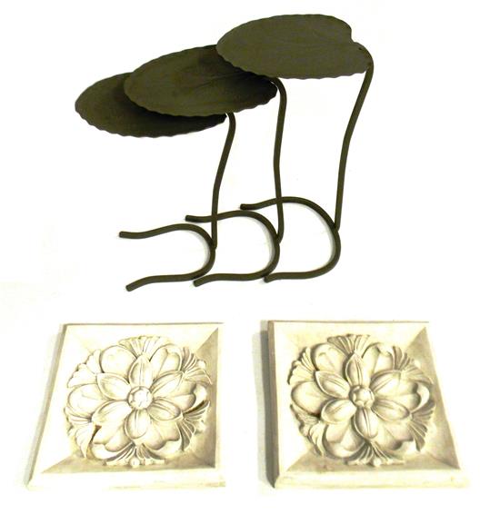 Appraisal: Garden themed five items three nesting Lily pad garden stands