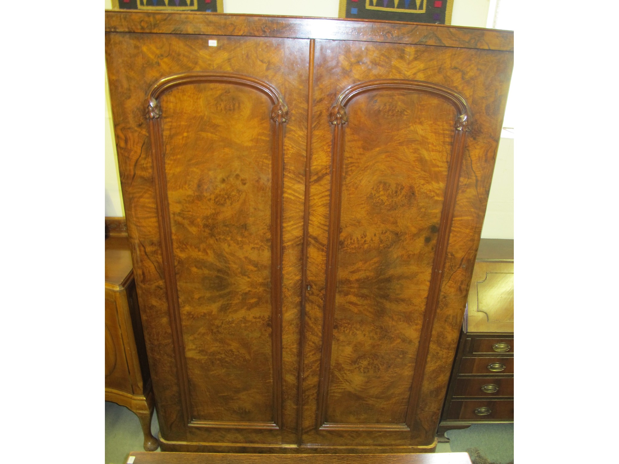 Appraisal: Victorian walnut two door wardrobe