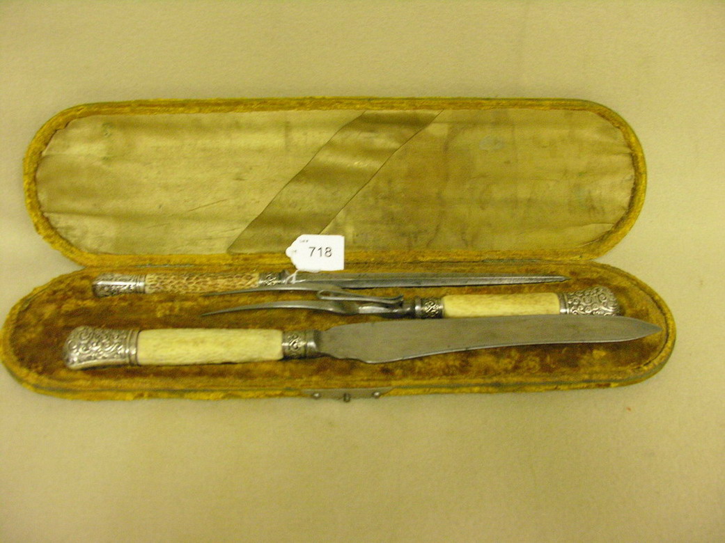 Appraisal: J E CALDWELL PHILADELPHIA CARVING SET Marked Smiths Patent on