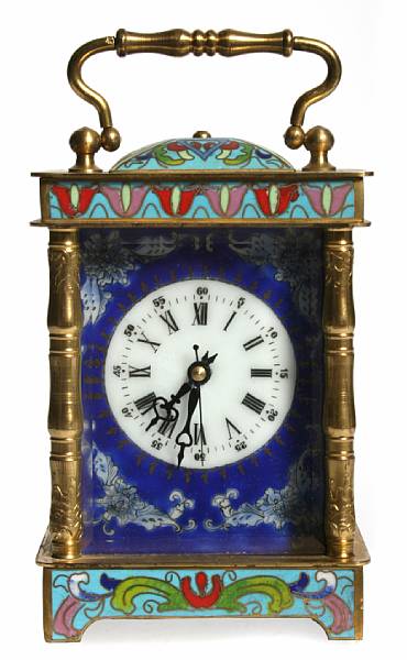 Appraisal: A cloisonne carriage clock height in