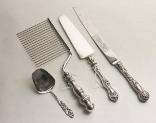 Appraisal: Sterling Silver Asst Serving Pcs Cake Cutter Bread Knife and