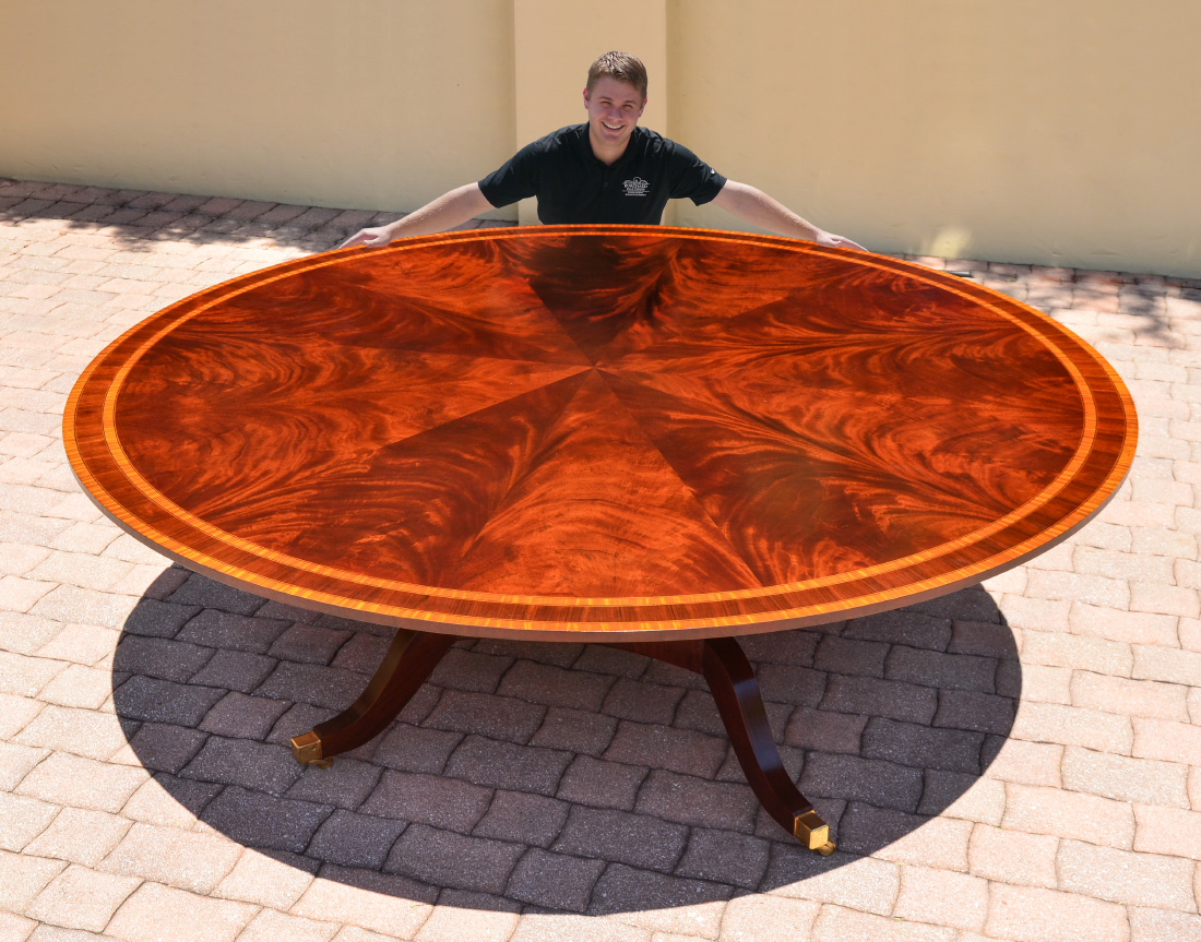 Appraisal: MAITLAND SMITH BANDED MAHOGANY DINING TABLE Attrib Exceptionally large round