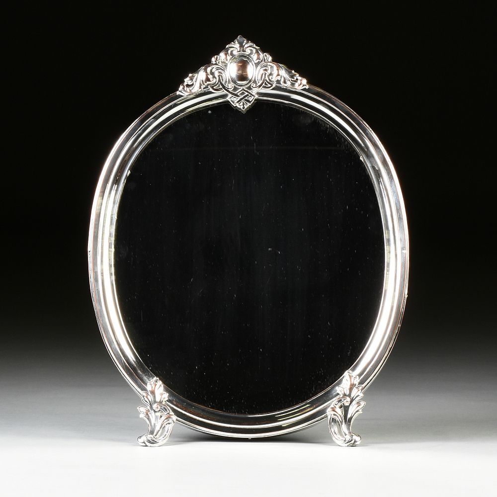 Appraisal: A ROCOCO REVIVAL SILVERPLATED TABLE TOP MIRROR POSSIBLY ENGLISH LATE