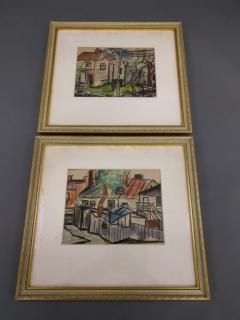 Appraisal: Framed and matted drawing Two framed and matted crayon drawings