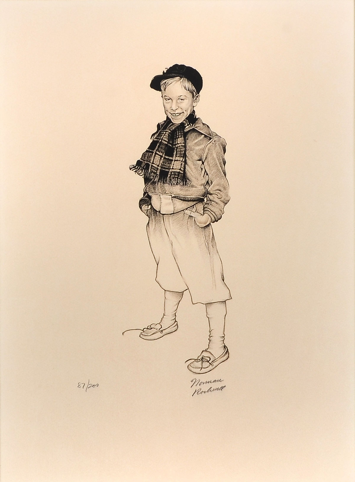 Appraisal: ROCKWELL Norman American - Smiling Young Boy wearing Knickers Lithograph