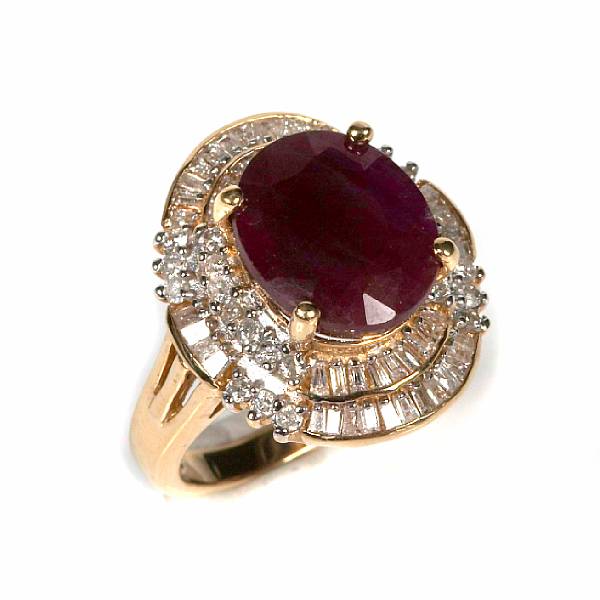 Appraisal: A ruby diamond and k gold ring grs gross