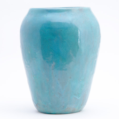 Appraisal: BYRDCLIFFE Large ovoid vase covered in thick frothy Persian blue