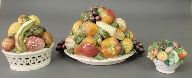 Appraisal: Three Italian ceramic fruit baskets h