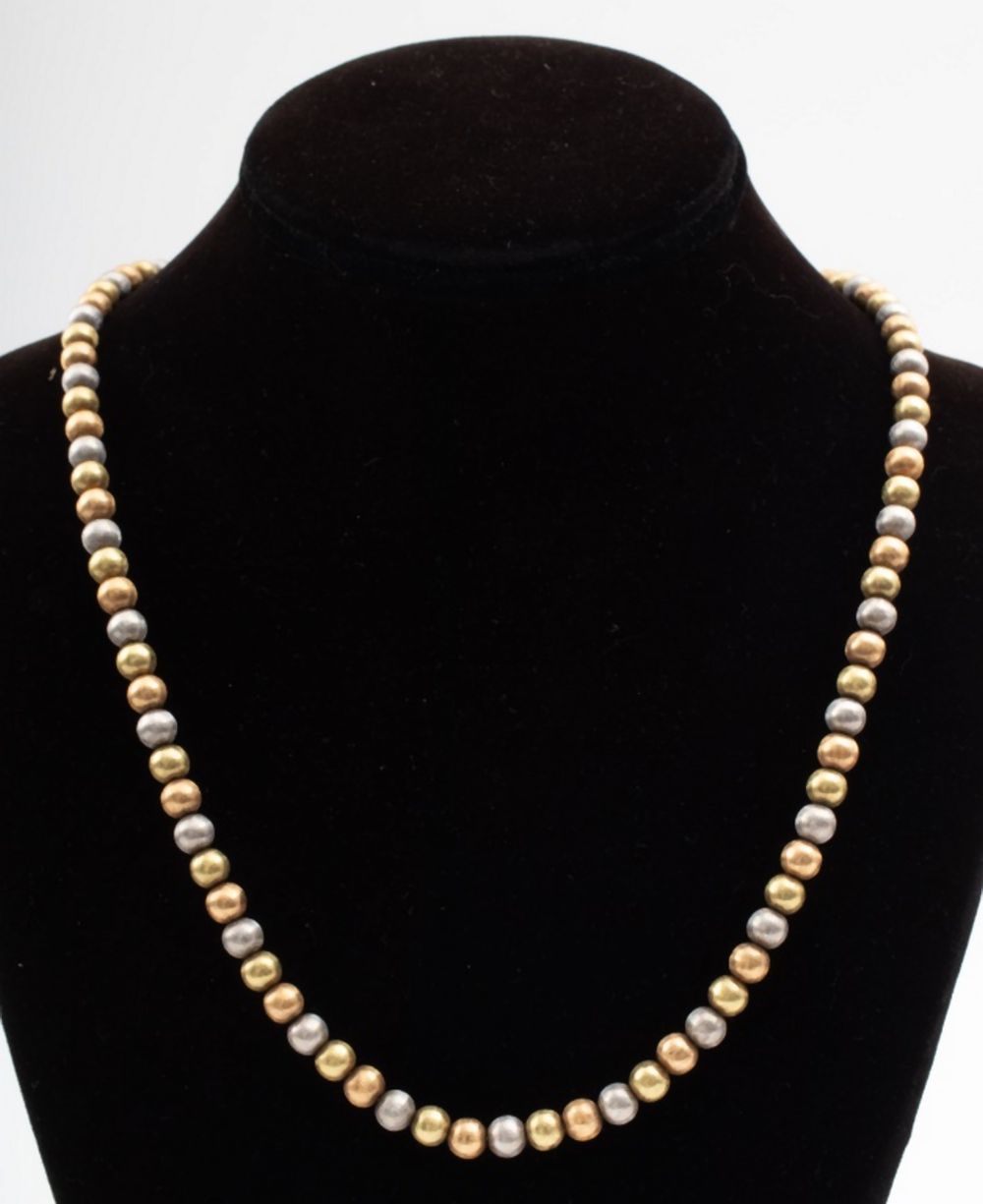 Appraisal: MARCO BICEGO INSPIRED K TRI-GOLD BEADED NECKLACE Marco Bicego Italian