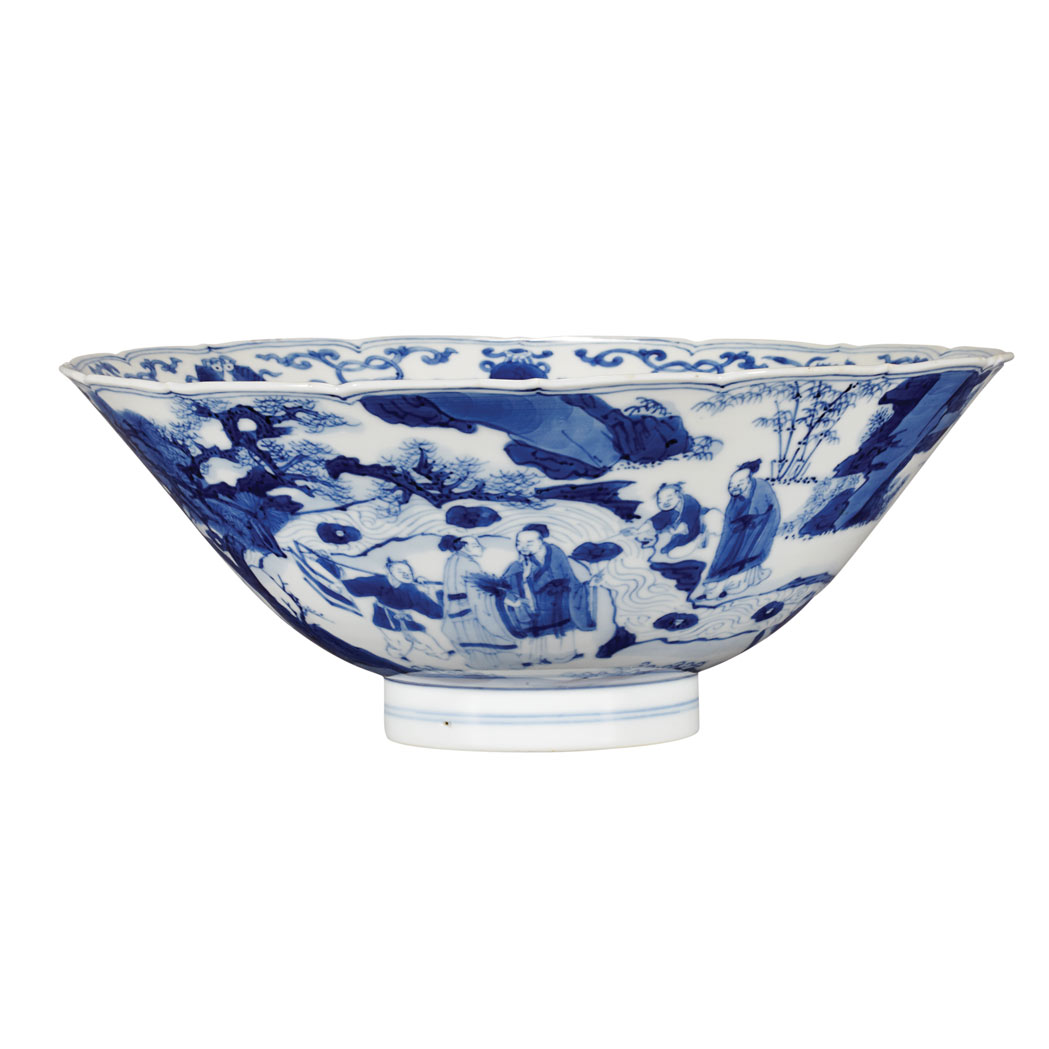 Appraisal: Chinese Blue and White Glazed Porcelain Bowl Kangxi Six-Character Mark