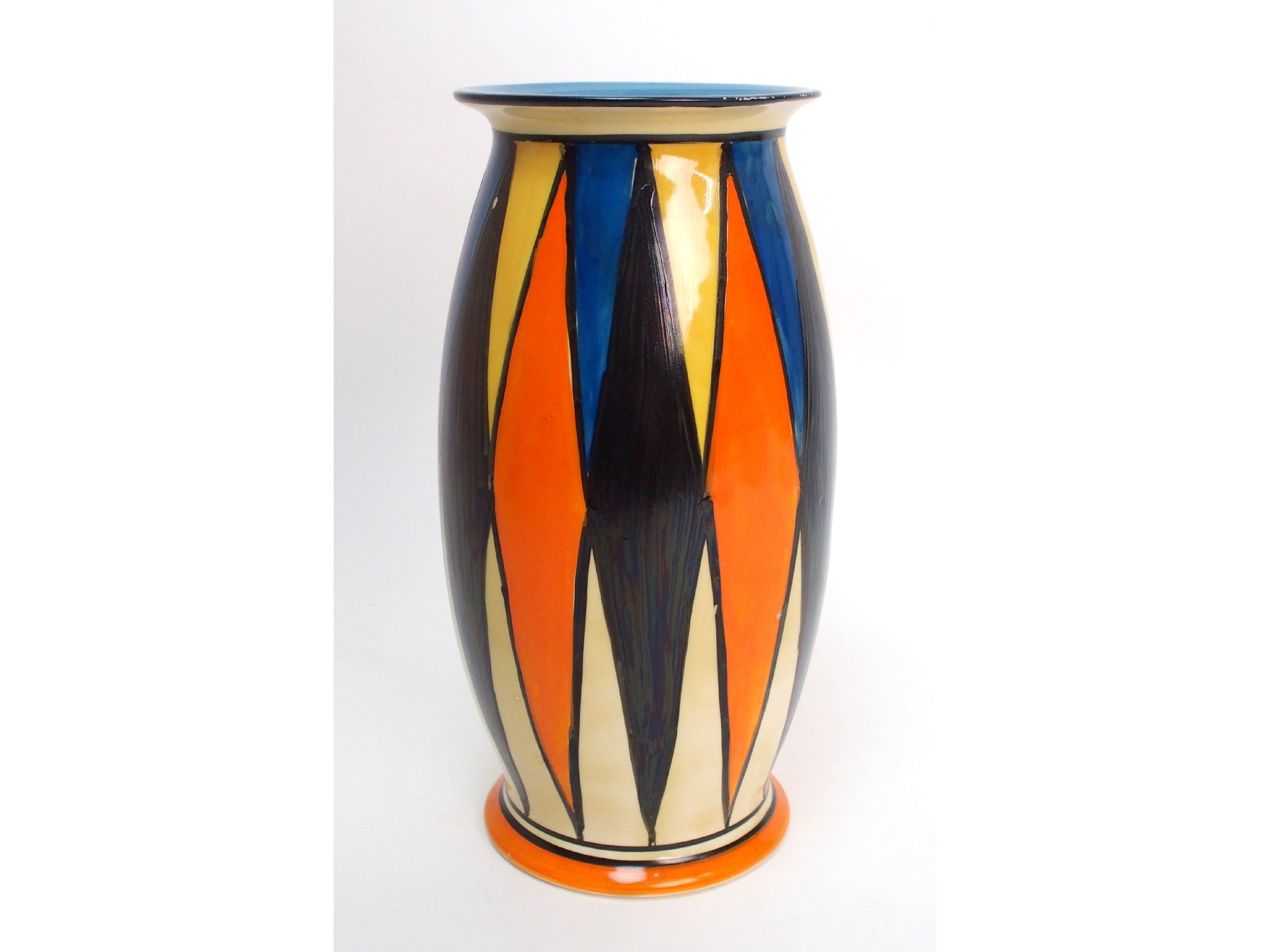 Appraisal: A Clarice Cliff Bizarre Geometric pattern vasecirca elongated ovoid-form with