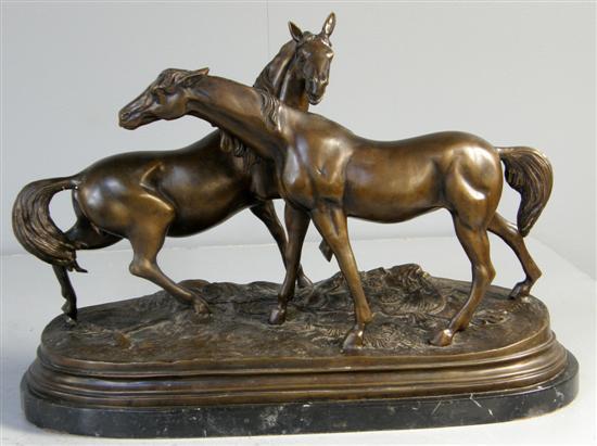 Appraisal: Modern bronze of two horses on a marble base unsigned