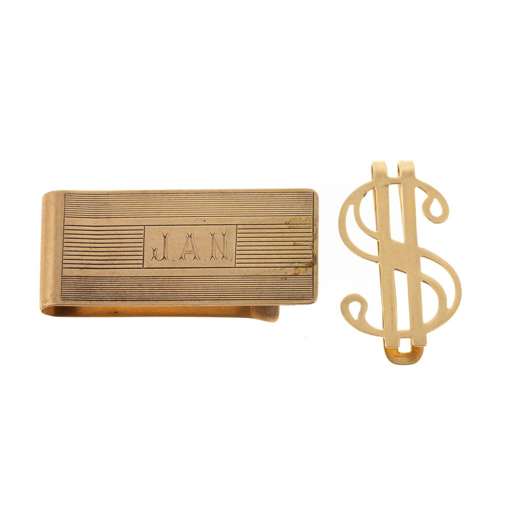 Appraisal: A Collection of Vintage Gold Money Clips K yellow gold