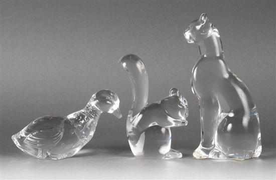 Appraisal: Baccarat molded crystal cat squirrel and duck th century in