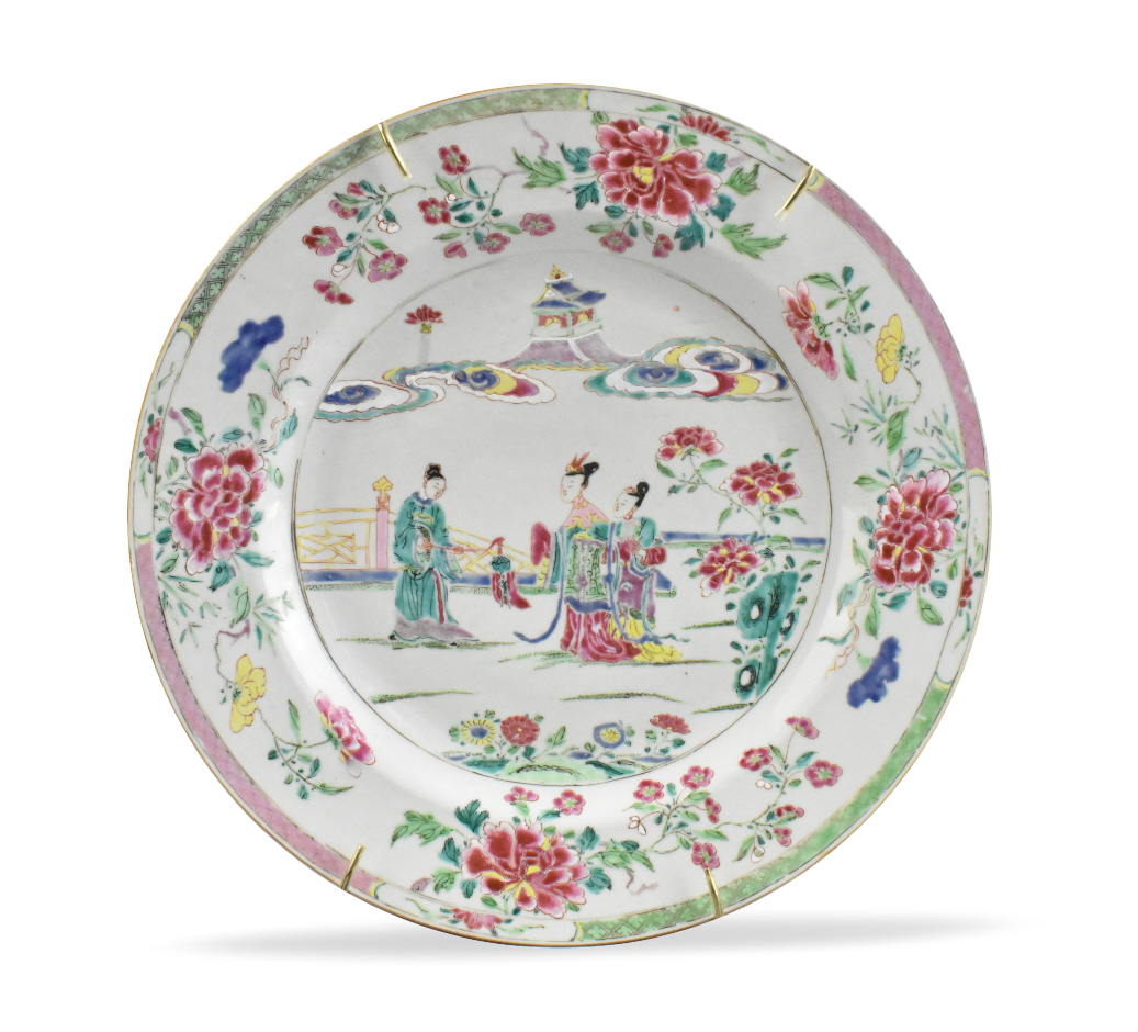 Appraisal: Large Chinese famille rose plate Yongzheng Period decorated in the