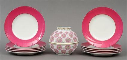 Appraisal: Eleven Lenox Porcelain 'Rutherford Circle Pink' Luncheon Plates for Kate