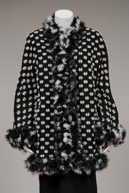 Appraisal: Geoffrey Beene black and white wool chenille jacket s Black