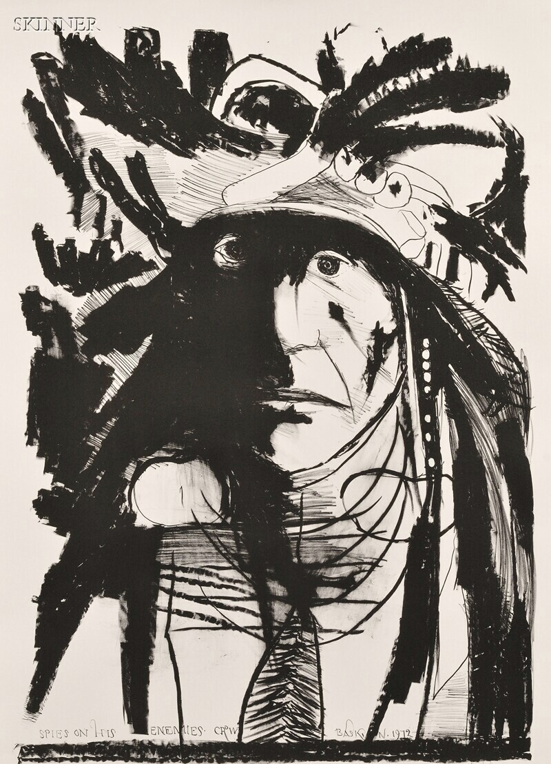 Appraisal: Leonard Baskin American - Three Native American Portraits Chief Wets