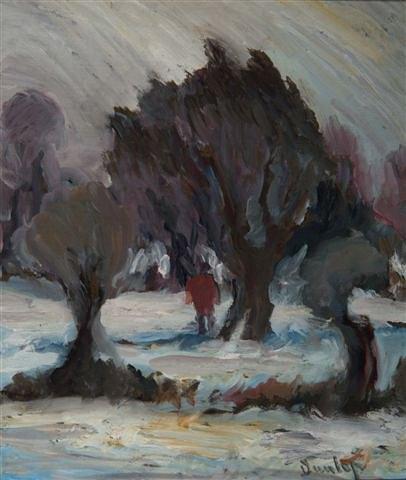 Appraisal: RONALD OSSORY DUNLOP - - 'Wintry Day' signed oils on