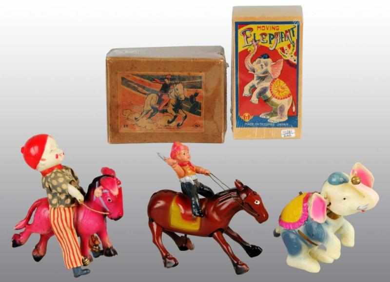 Appraisal: Lot of Celluloid Wind-Up Toys Description Japanese Working Includes one