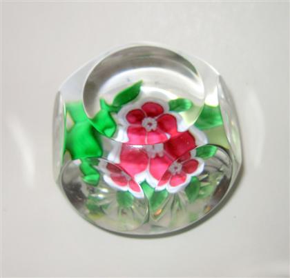 Appraisal: Miniature Antique Baccarat dogrose faceted paperweightThe central pink dogrose flower