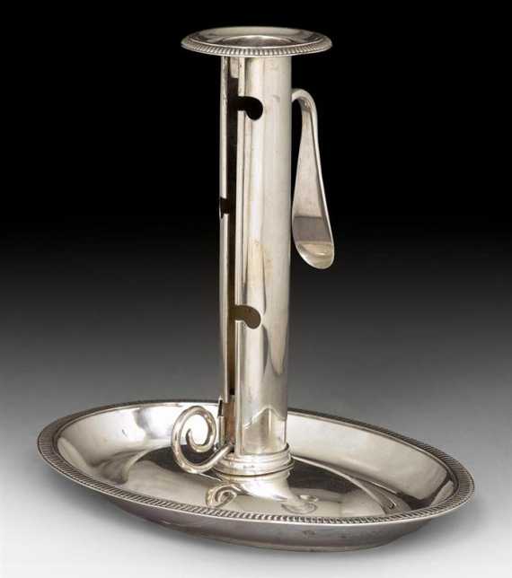 Appraisal: CANDLE HOLDER Bern ca Rehfues Removable drip plate adjustable height