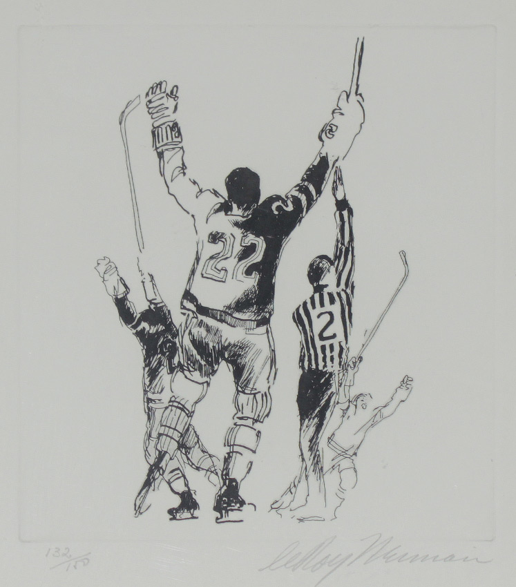 Appraisal: NEIMAN LeRoy American - Hockey Scene Etching sight size ''