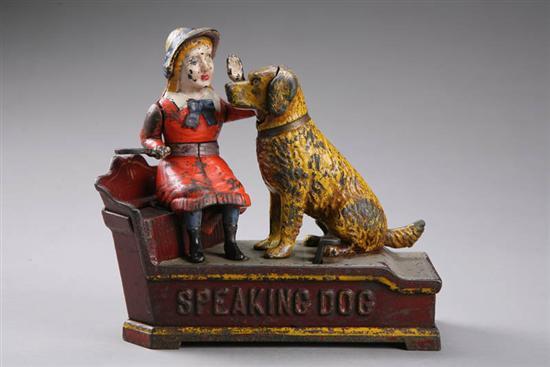 Appraisal: SPEAKING DOG MECHANICAL BANK American late th century cast iron