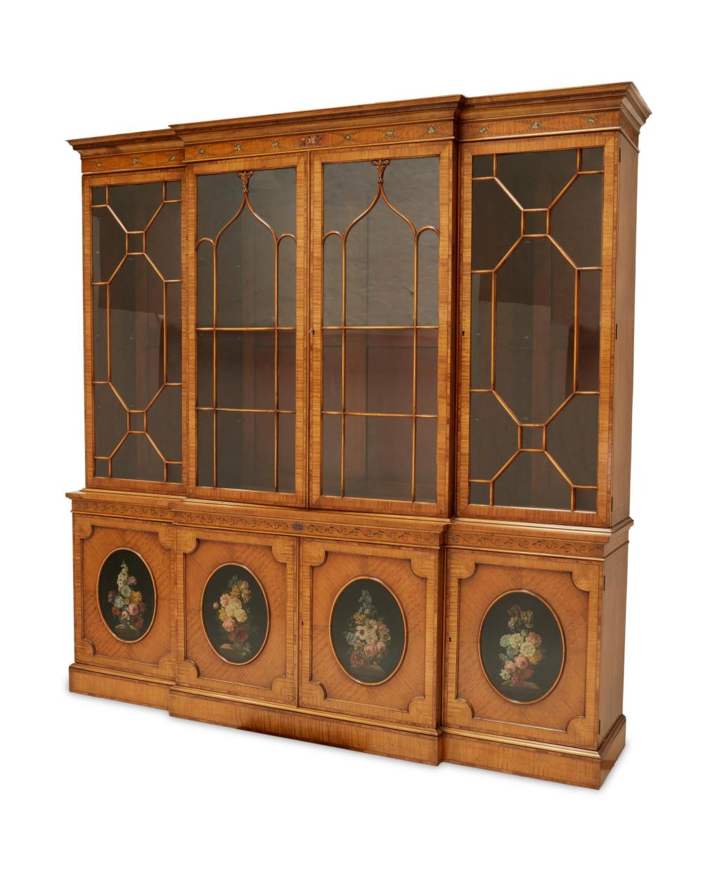 Appraisal: An English Scully Scully satinwood breakfront th Century With three