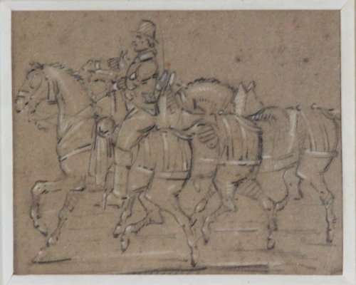 Appraisal: Eugene Louis Lami Study of Carriage Horses pencil sketch heightened