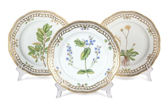 Appraisal: Sale Lot Three Royal Copenhagen Flora Danica Porcelain Reticulated Plates