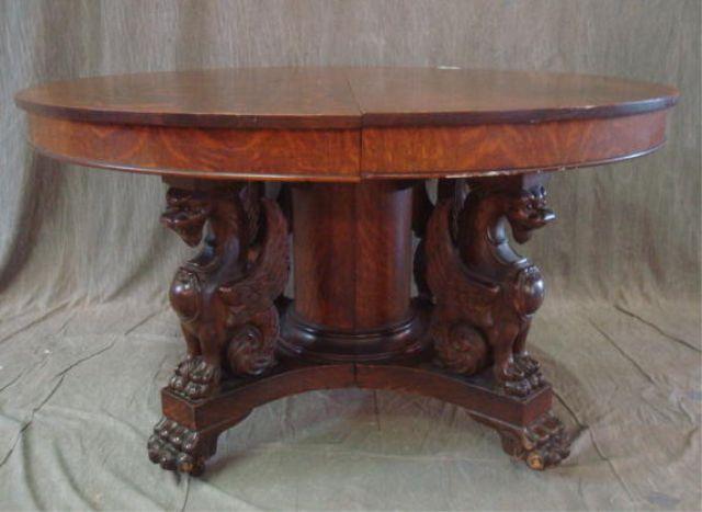 Appraisal: Highly Carved Oak Pedestal Table with Full Carved Griffins Claw