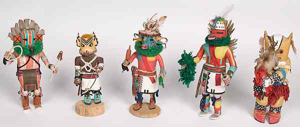 Appraisal: Hopi Katsinas lot of including a Fox katsina carved by