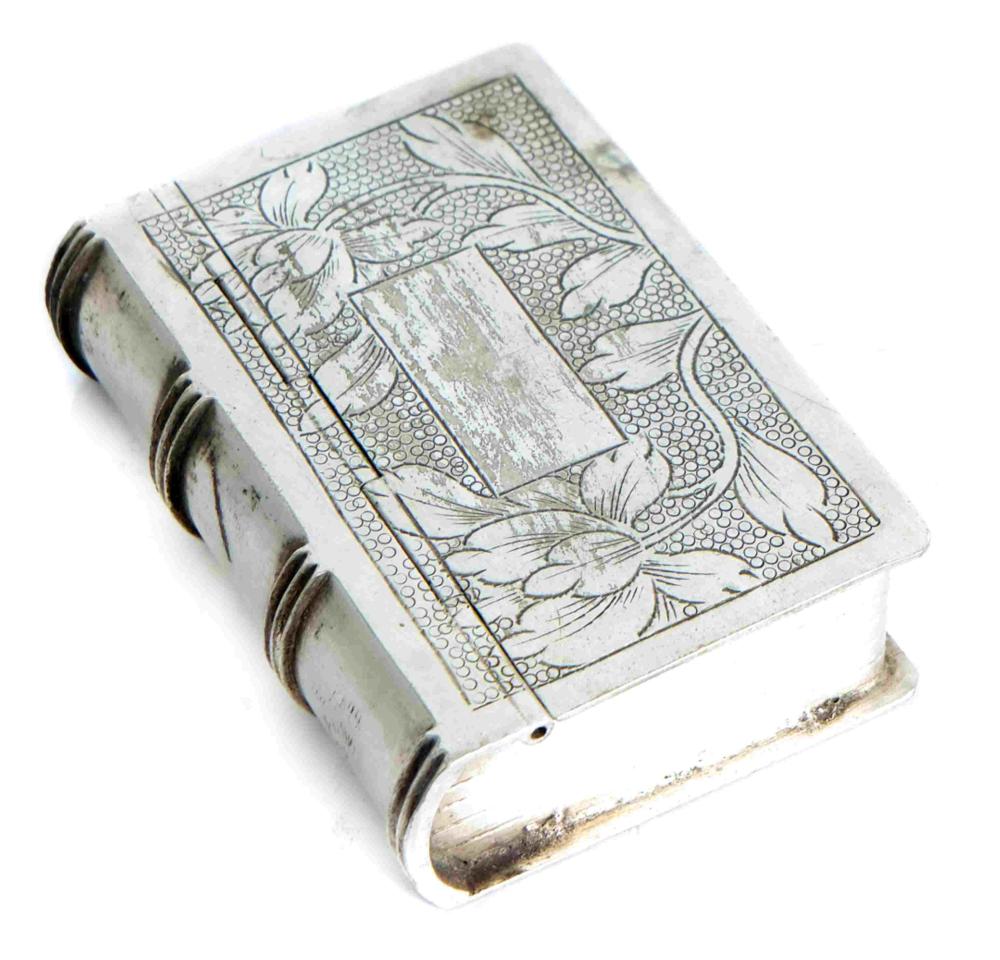 Appraisal: STERLING SILVER BOOK SHAPED PILL OR SNUFF BOXSterling silver book