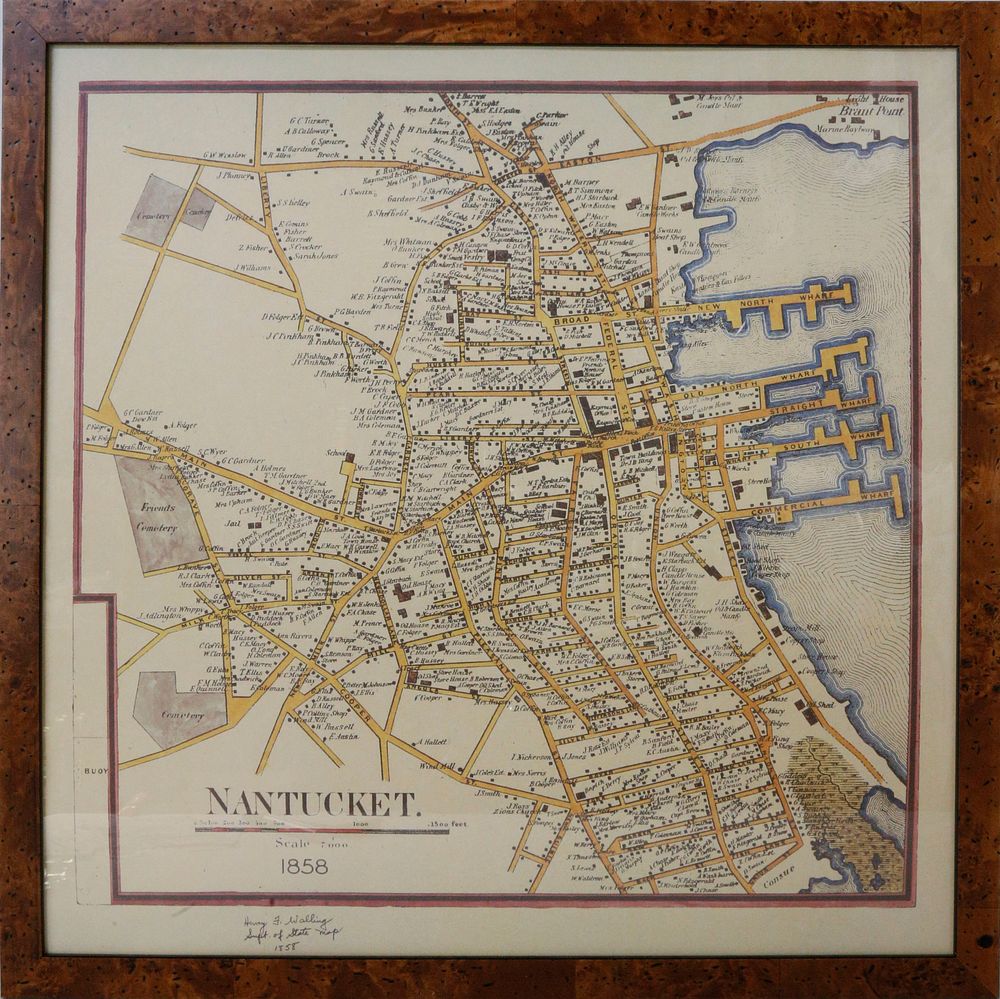 Appraisal: Henry Walling Reproduction Nantucket Street Map Henry Walling Reproduction Nantucket